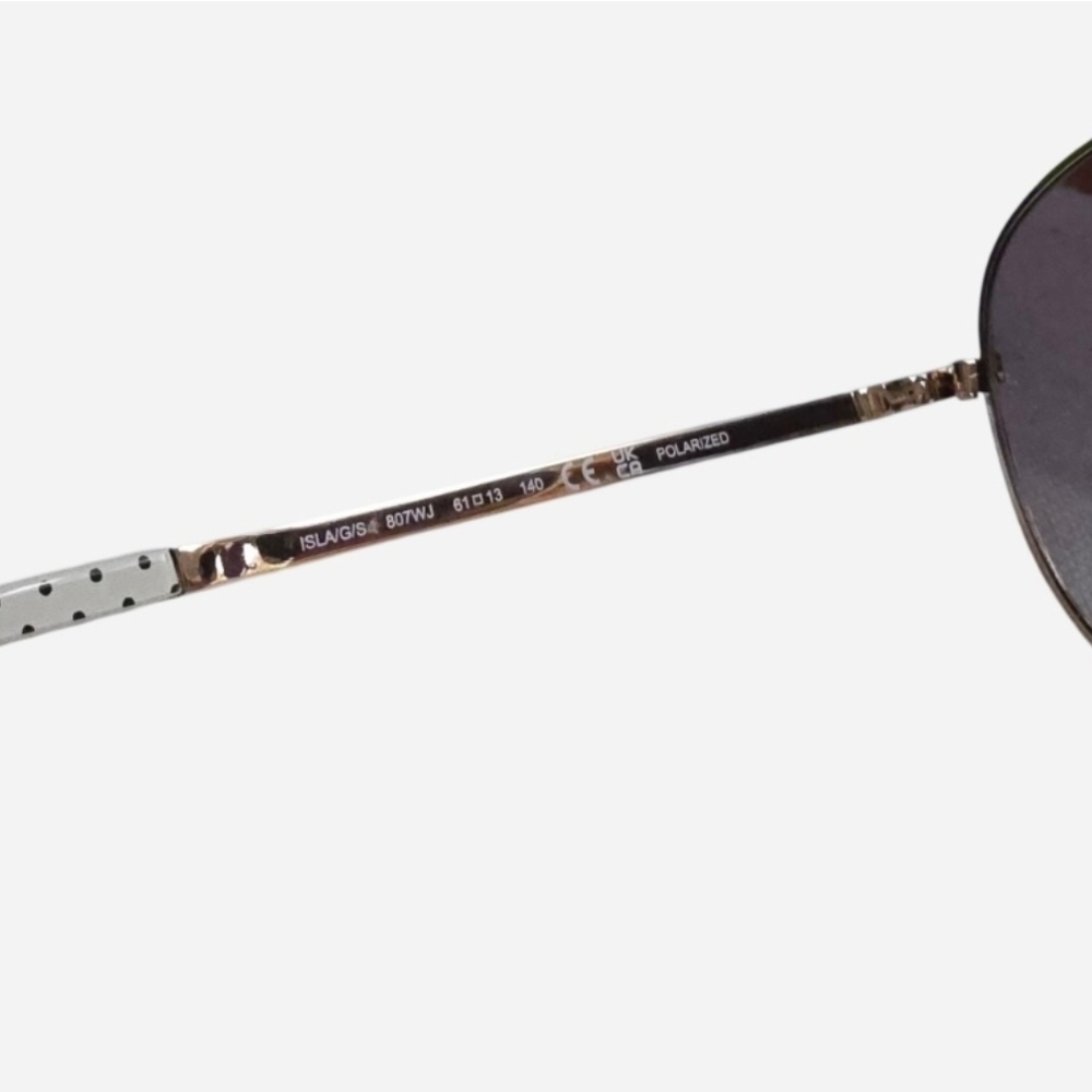 Kate Spade Isla 61mm Aviator Sunglasses, champagne gold frame, smoke lenses - Picture 8 of 10